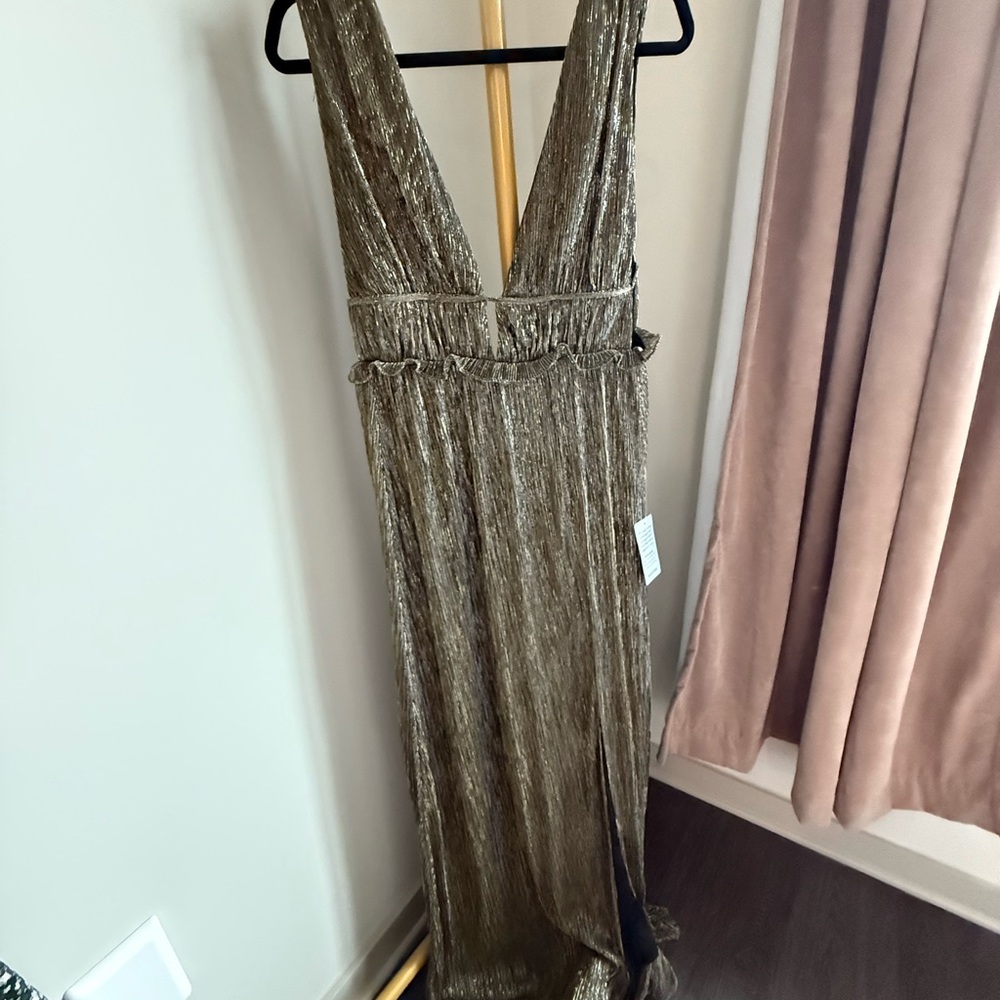 Lulu's Shimmering Gold Maxi Dress